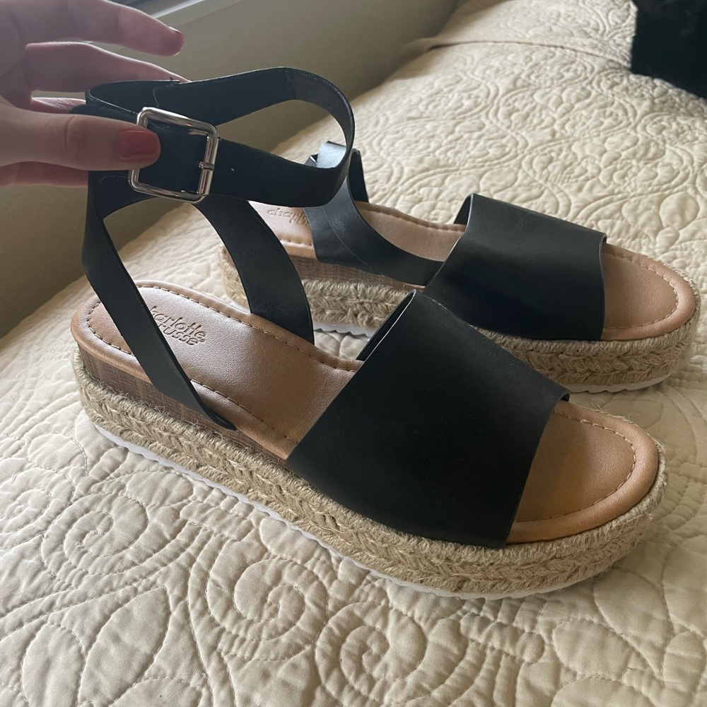 Black tweed Platform sandals